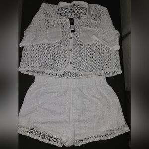 Meet At Dawn Crochet Short Set - White